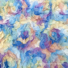 Tissu de dentelle brodé de dribble de maille de polyester de fleur de rose de mariée colorée de fantaisie pour des vêtements de danse